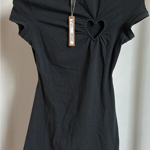 SKIMS Black Cotton Jersey Heart Dress